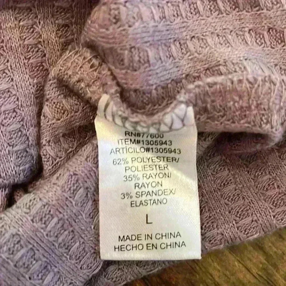 Chaser Womens Purple Waffle Thermal Knit Shirt Long Sleeve Size L Button Detail - Picture 6 of 6